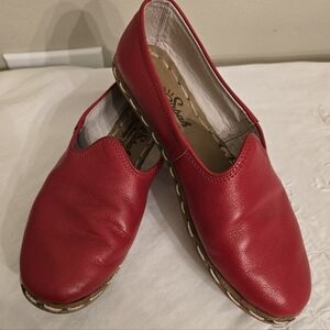 Sabah Red Leather Flats Women's Size 39- With Light Wear